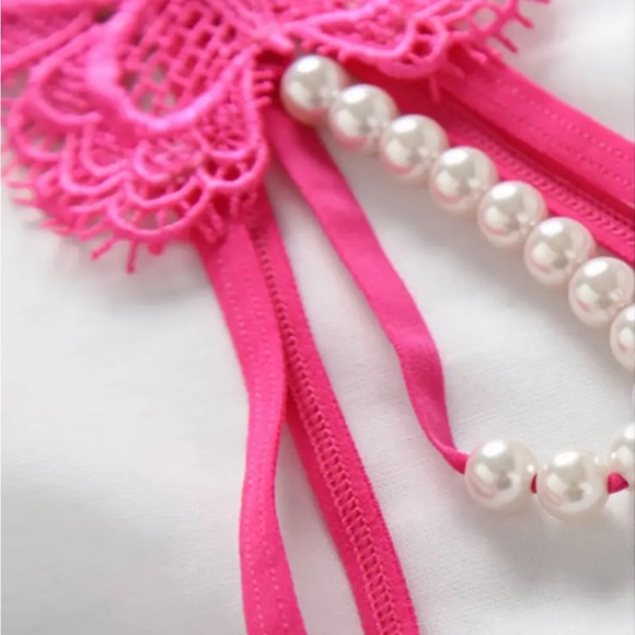 Butterfly Lace Embroidered Thong, Transparent Open File Sexy Pearl Panties - Picture 2 of 6